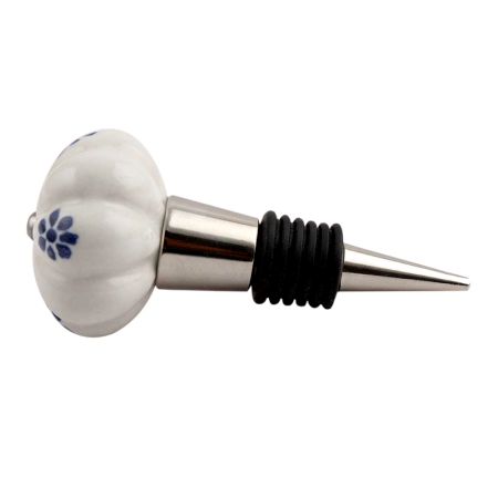 Blue Protea Melon Ceramic Wine Stopper (Pack Of One Piece)